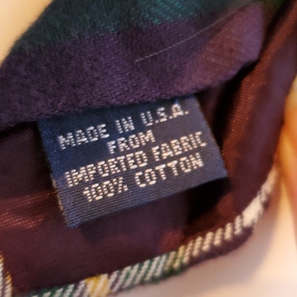 GAP CLASSIC TIE GREEN BLUE WHITE PLAID COTTON FESTIVE TIE HOLIDAY TARTAN FLANNEL - Picture 4 of 5